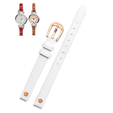 Imagem de ZUC Pulseira feminina moderna de couro genuíno para fóssil ES4340 ES4119 ES4000 3745 3861 4026, pulseira feminina de 8 mm com parafuso (ouro rosa branco)