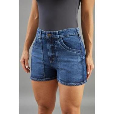 Imagem de Shorts Jeans Feminino Mom Curto Vintage Escuro Dialogo-Feminino