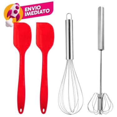 Imagem de Kit 04 Pç Mixer Semi Automatico E Batedor Claras Inox E 02 Espátula Pã