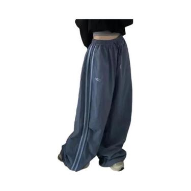 Imagem de Calças Cargo Vintage Y2K Oversized Para Mulheres, Soltas, Com Cordão E