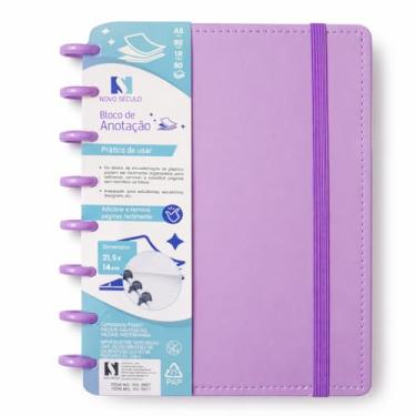 Imagem de Caderno Inteligente A5 Com Discos Capa Dura 80 Folhas Universitario Escolar Faculdades (Lilás)