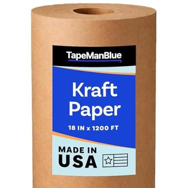 Imagem de Rolo de papel kraft, 45,7 cm x 36,576 cm (1200') feito nos EUA, 13,6 kg. Rolo de papel marrom para banner, pôster, artesanato, suporte de quadro de avisos, toalha de mesa Kraft, estrutura marrom para
