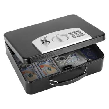Imagem de KYODOLED SAFESafe Box com trava de teclado digital, cofre com código para itens pessoais, caixa de segurança de metal para dinheiro, passaporte, joias, ideal para casa, escritório, viagens, 29 x 24 x