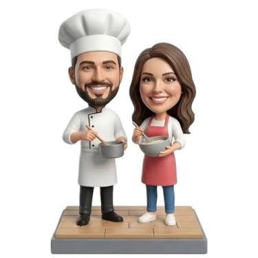 Imagem de Estatueta personalizada de casal de chef e padeiro personalizada da foto - estátua de entusiasta de culinária esculpida à mão, presente exclusivo para amantes de cozinha e comida