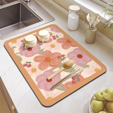 Imagem de Tapete de mesa para cozinha, jogo americano lavável, almofada de secagem de louça, dobrável, tapete de bancada de banheiro (7)