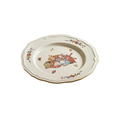 Imagem de Salada de cerâmica retrô coelho doméstico lazer ocidental - prato plano de 24 cm