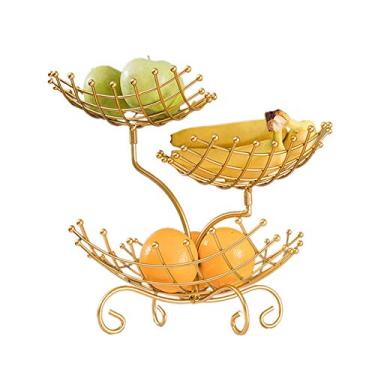 Imagem de Tigela de frutas estilo europeu multicamadas prato de frutas sala de estar tigela de frutas criativo moderno casa lanche suporte de exibição high-end requintado cesta de frutas prateleira decorativa