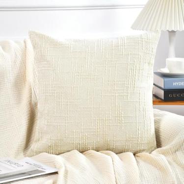 Imagem de Conjunto de 2 fronhas de chenille, 50 x 50 cm, decoração de textura grossa (branca)