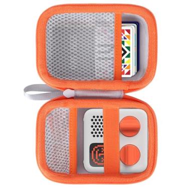 Imagem de Peyyargo Capa de armazenamento compatível com Yoto Mini reprodutor de áudio ScreenFree, dispositivo de viagem, reproduz histórias, música, podcast, rádio (branco + zíper laranja)