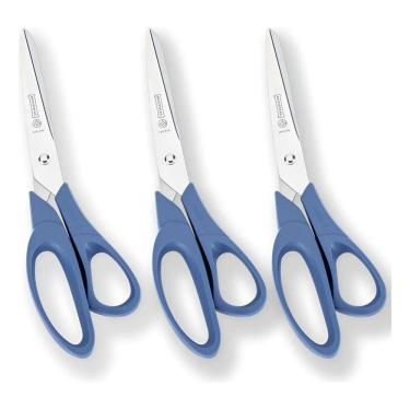 Imagem de Kit 3 Tesoura Grande Mundial Costura Escritório Artes 2 Azul