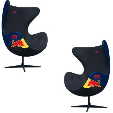 Imagem de Kit 2 Poltronas Decorativas Egg Chair RB Nº33 c/Regulagem de Altura Azul/Preto G53 - Gran Belo