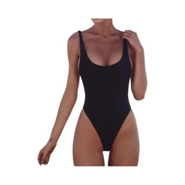 Imagem de Maiô Feminino Sexy De Cor Sólida, Peça Única, Com Alça No Ombro, Roupa