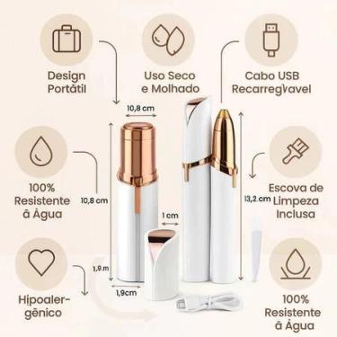Imagem de Depiladora Sobrancelha Caneta Depilar Indolor Elétrica USB Recarregáve