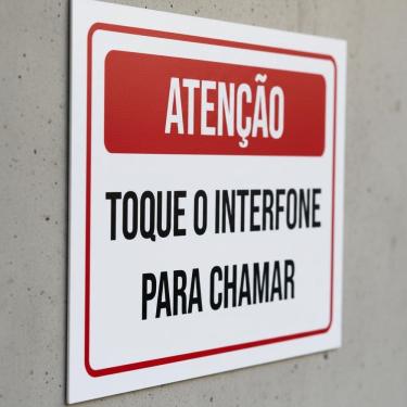 Imagem de Placa Acm Atenção Toque Interfone Chamar 18X23