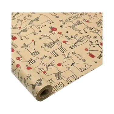 Imagem de Papel De Presente De Natal Com Design De Cervo Fofo Para Presentes Art