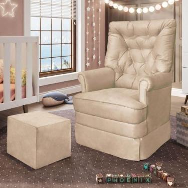 Imagem de Poltrona De Amamentação Com Balanço E Puff Dyne Suede P02 - D'rossi Co