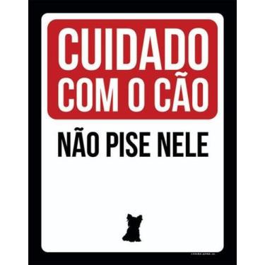 Imagem de Kit 5 Placas Sinalização Cuidado Com Cão Não Pise Nele Ml422 - Sinaliz