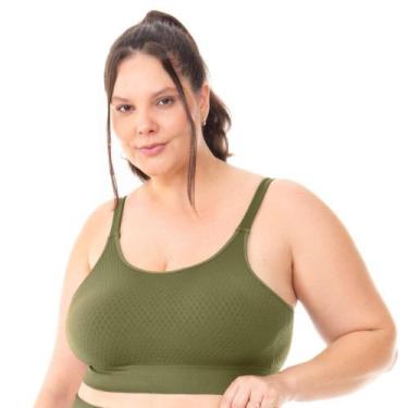 Imagem de Top Fitness Plus Size com Bojo Removível Jacquard Colmeia Cactus Zee R