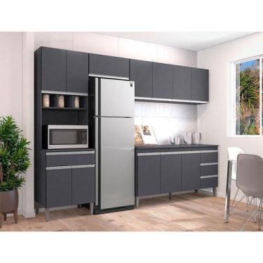 Imagem de Cozinha Com Balcão E Tampo 160 Cm Andréia Ambiente Cinza Fosco - Ajl -