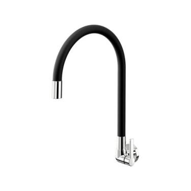 Imagem de Torneira Para Cozinha De Parede Galiflex Preta - Docol, Cromado e Pret