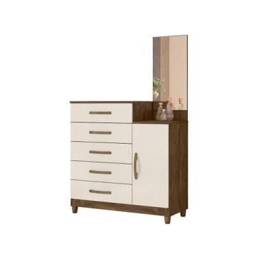 Imagem de Cômoda Sapateiro Lisboa Castanho Wood Off White com Espelho - Moval, C