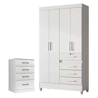 Imagem de Guarda Roupa Infantil Sobral e Cômoda MS913 Branco Brilho – Moval