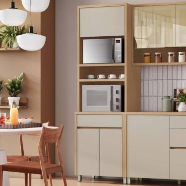 Imagem de Paneleiro 3 Portas 1 Gaveta Torre Quente Nesher Condessa 100% Mdf Carvalho Greige