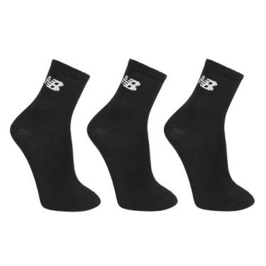 Imagem de Kit Meia New Balance Cano Longo c/ 3 Pares Feminina, Preto, 34/38