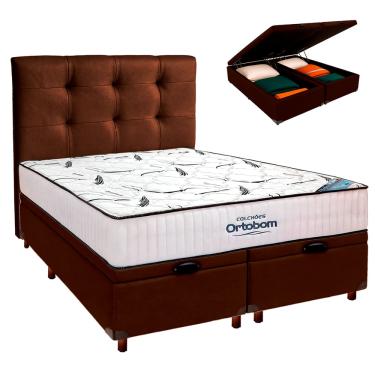 Imagem de Box Bau Blindado + Colchão Queen High Foam Ortobom + Cabeceira