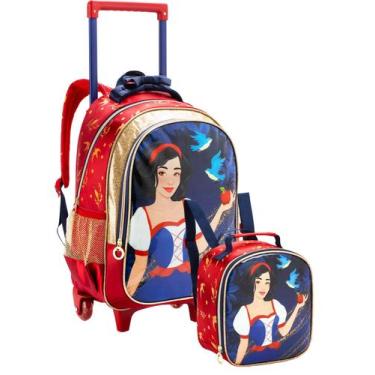 Imagem de Kit Escolar Princesa Mochila Rodas Costas + Lancheira VM - Denlex