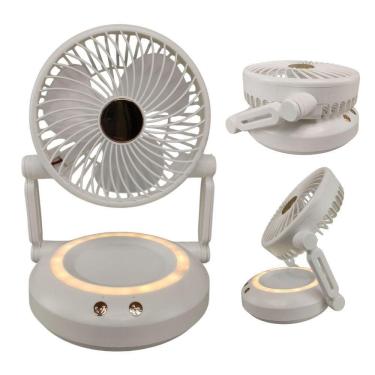 Imagem de Ventilador de Mesa Dobrável Retrátil 3W 16cm 3 Velocidades Branco BSL3813 com LED Noturno USB Bivolt