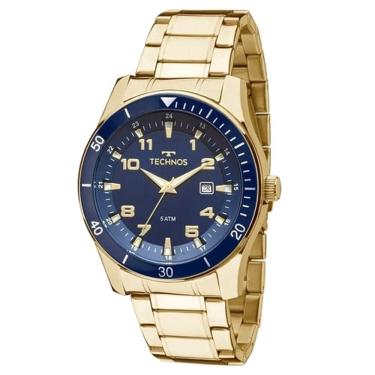 Imagem de Relógio TECHNOS masculino analógico dourado azul 2115MQLS/4A