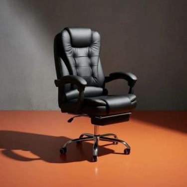 Imagem de Cadeira Presidente Reclinável Com Apoio Pés material sintético - LojaS