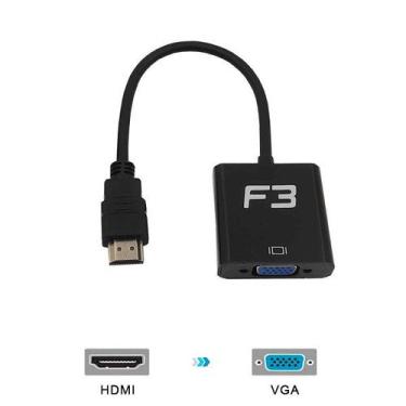 Imagem de Cabo Adaptador Conversor HDMI para VGA Femea + Audio JC-AD-HM/VGA F3 1