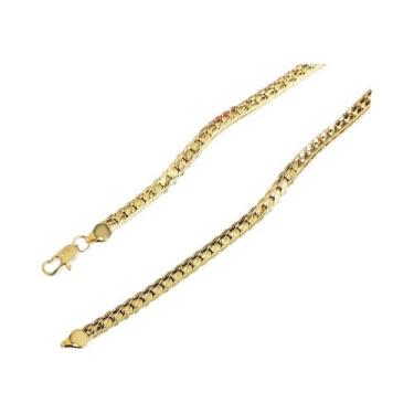 Imagem de Colar De Corrente Lateral Em Ouro 18K 6MM Com Prata Esterlina 925 Para