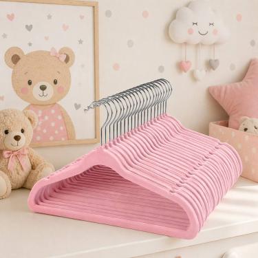 Imagem de Kit 40 Cabides Veludo Infantil Bebê Rister Baby Fino Antideslizante