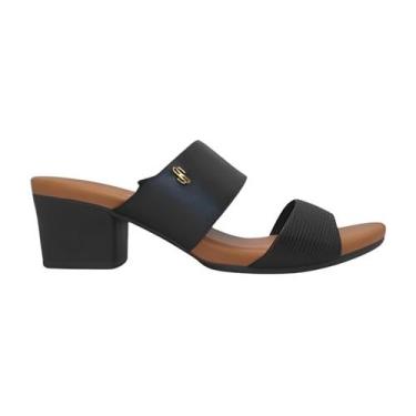 Imagem de Tamanco Salto Bloco de Couro Feminino Usaflex AE3201015 Preto, Preto, 
