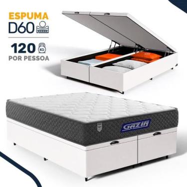 Imagem de Cama Box Baú com Colchão Gazin de Espuma D60 Double Face Force UP Quee
