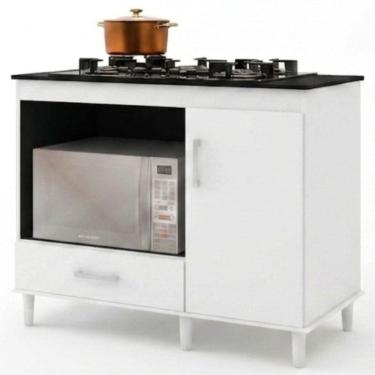 Imagem de Balcão Cooktop J&A Móveis Classic 5 bocas com porta e gaveta Branco