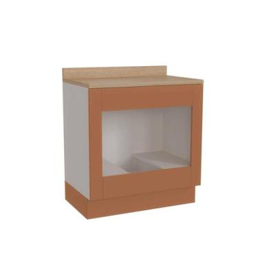 Imagem de Balcão para Forno de Embutir 80cm com Tampo Arizona CabeCasa MadeiraOr