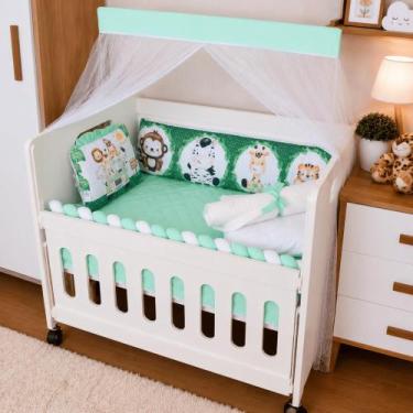 Imagem de Kit Mini Berço Sublimado 10 Peças Bebê Menina Menino Protetor com Tran