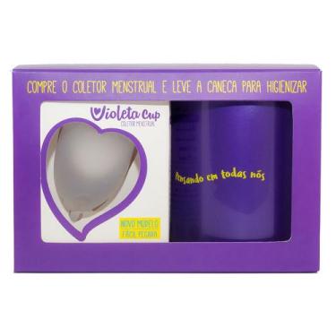Imagem de Kit Violeta Cup - Coletor Tipo B Transparente + Caneca Higienizador, K