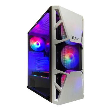Imagem de Gabinete Gamer Maxtro 3303 C/ 4 Fan Rgb Lateral Vidro Branco