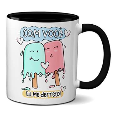 Imagem de Caneca Namorados Fofos Com Você Eu Me Derreto Igual Picolé (Preta)