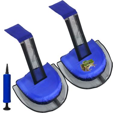 Imagem de BEISIJIA Pacote com 2 rampas de escape com bomba de ar, ferramenta de resgate flutuante para piscina, bichos de poupança, sapos, camundongos animais, pássaros, para todos os pequenos animais que entram na piscina (2 peças azul)