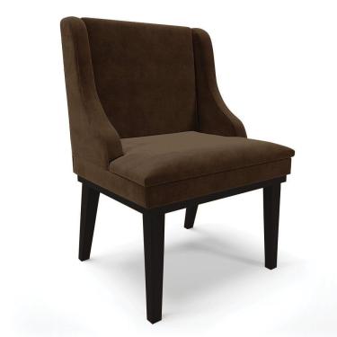 Imagem de Cadeira De Jantar Liz Suede Base Fixa Madeira Preto Marrom