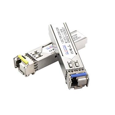 Imagem de Um par de 1,25 G SFP Bidi Transceptor de Fibra Única 1310 nm/1550 nm Conector SMF LC até 20 km para interruptores abertos