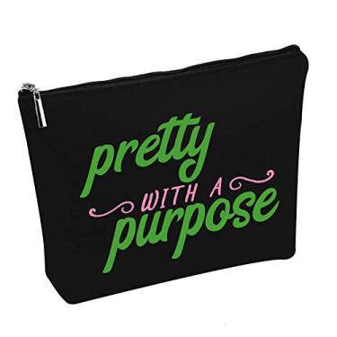 Imagem de Bolsa de maquiagem rosa e verde Pretty with a Purpose bolsa presente de formatura para irmã da irmandade, Pretty With A Purpose