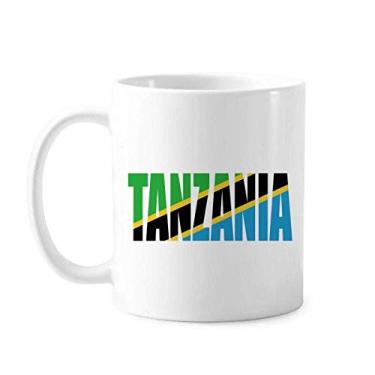 Imagem de Caneca com nome da bandeira do país da Tanzânia cerâmica xícara de porcelana de café louça