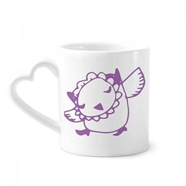 Imagem de Caneca de desenho animado pássaro simples desenho de linha animal café cerâmica copo de coração de vidro